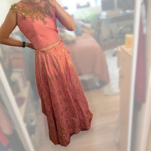 Floral Pink and Gold Lehenga Choli (BRAND NEW)